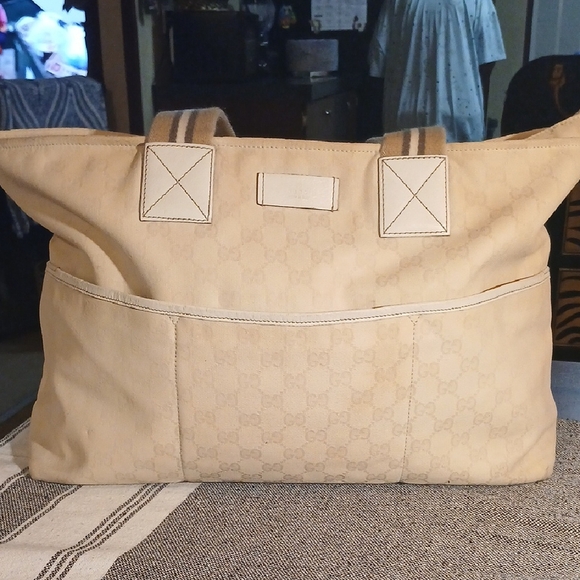 Gucci Beige Monogram Tote Bag